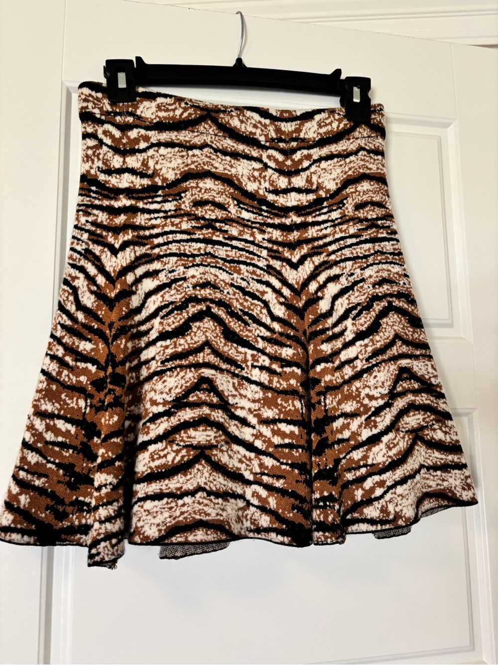 Torn by Ronny Kobo Brown Black Tiger-Print Circle Skirt